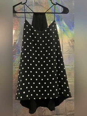 Express Black White Polka Dot Halter Tank Top Size Small Flowy Blouse